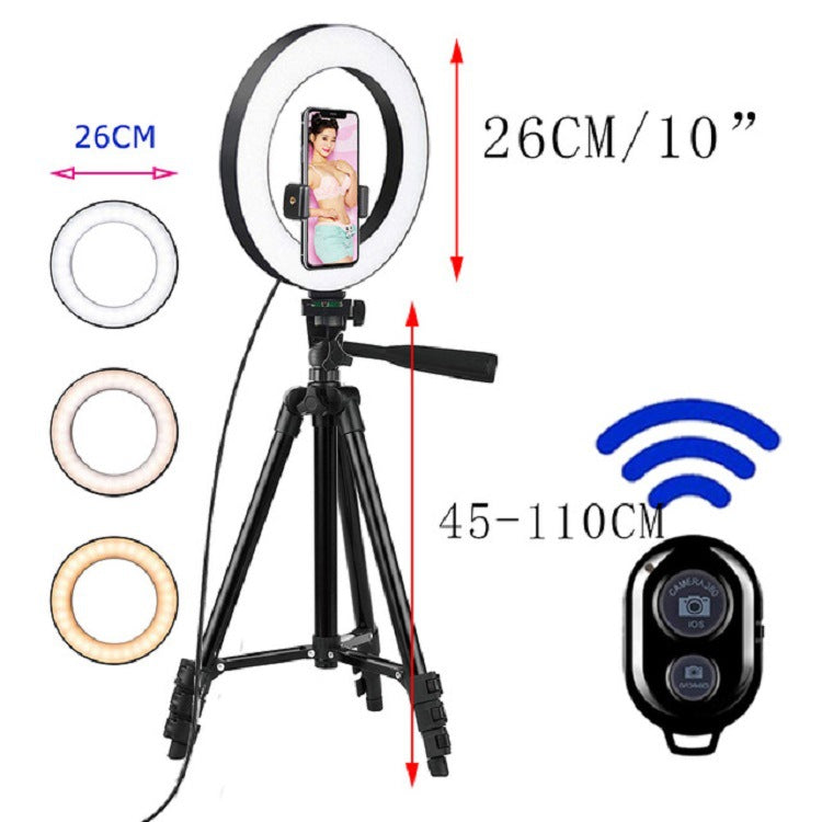 LED Selfie Ring Light with Adjustable Tripod and Bluetooth Remote - Photography and Makeup Light for Phones - Image 4