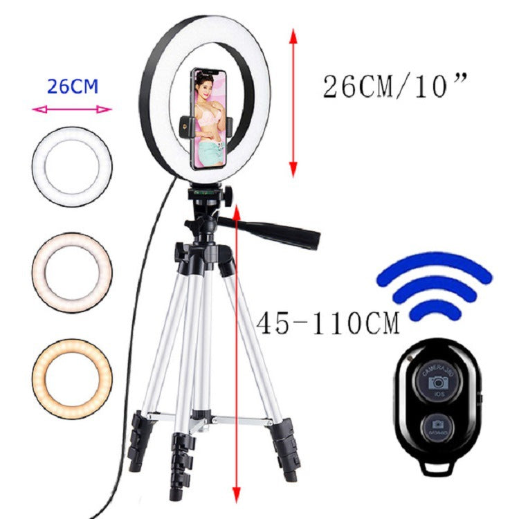 LED Selfie Ring Light with Adjustable Tripod and Bluetooth Remote - Photography and Makeup Light for Phones - Image 5
