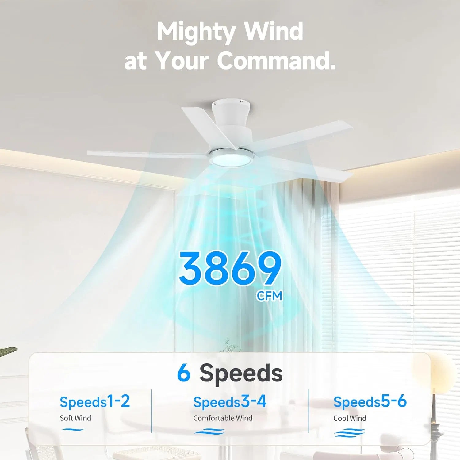 Modern 44 Inch Ceiling Fan with Dimmable LED Light, Remote Control, Reversible DC Motor, 3 Colour Temperatures and Timer - Image 4