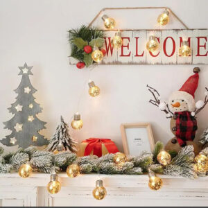 Letter Snowflake 10 LED Globe String Lights, 6.5FT Battery Operated Fairy Lights, Warm White 3000K Christmas Decor Lights