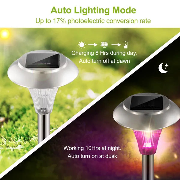 4Packs Solar Garden Lights Outdoor IP44 Waterproof Solar Pathway Lights Color Changing Landscape Lamps - Image 2