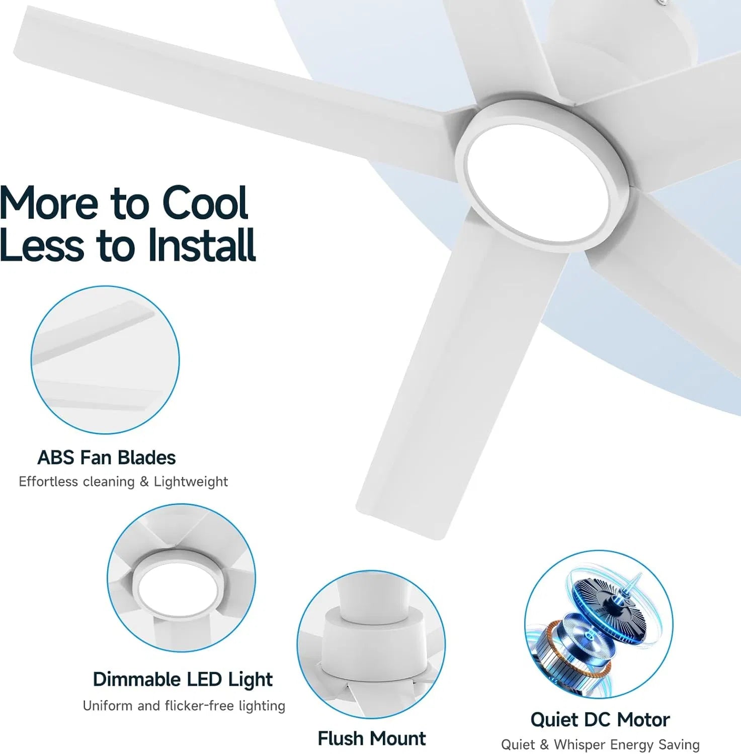Modern 44 Inch Ceiling Fan with Dimmable LED Light, Remote Control, Reversible DC Motor, 3 Colour Temperatures and Timer - Image 6