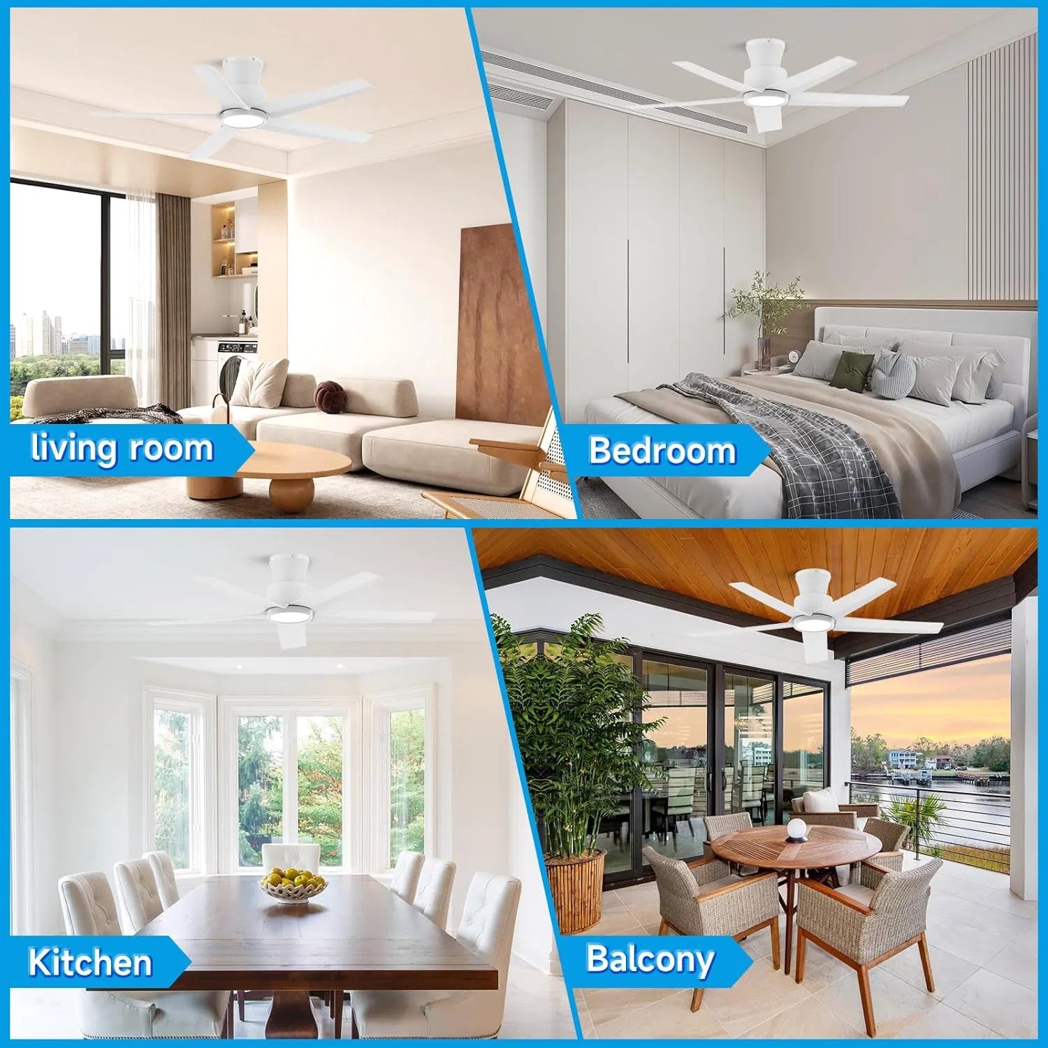 Modern 44 Inch Ceiling Fan with Dimmable LED Light, Remote Control, Reversible DC Motor, 3 Colour Temperatures and Timer - Image 8