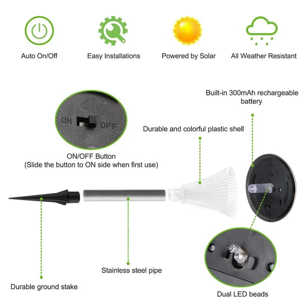 4Packs Solar Garden Lights Outdoor IP44 Waterproof Solar Pathway Lights Color Changing Landscape Lamps - Image 4