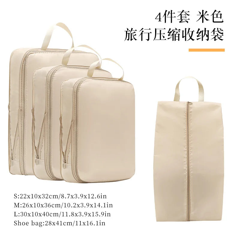 4Pcs/Set Travel Compression Packing Cubes Bag Portable Suitcase Clothes Organizers Waterproof Luggage Storage Cases Drawer Bags - Image 6