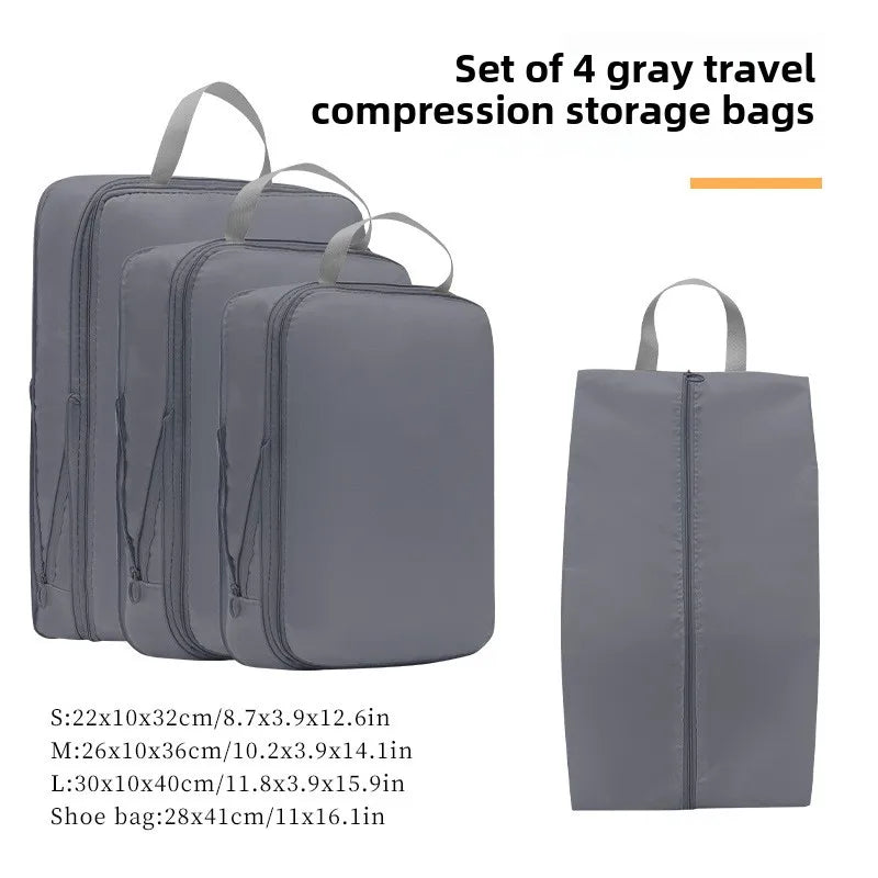 4Pcs/Set Travel Compression Packing Cubes Bag Portable Suitcase Clothes Organizers Waterproof Luggage Storage Cases Drawer Bags - Image 9