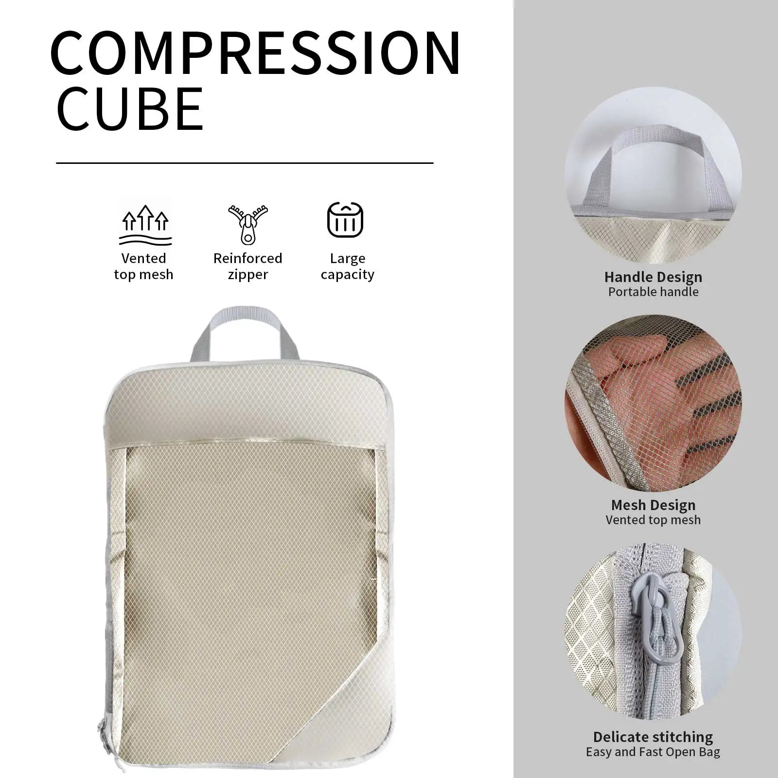 5 Set/6 Set Compressible Packing Cubes Travel Storage Bag Portable Large Capacity Waterproof Suitcase Handbag Luggage Organizer - Image 3