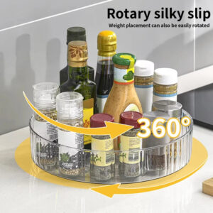 360° Rotating Tray Lazy Susan Fridge Organizer Turntable Storage Tray Clear Food Storage Organizer Spice Rack Kitchen Organizer