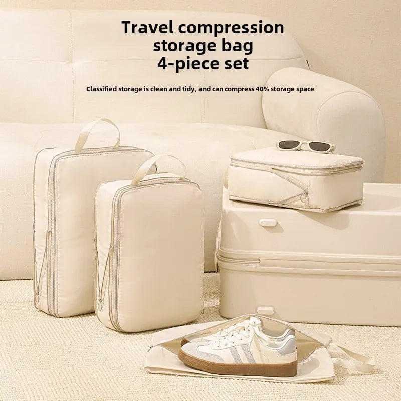 4Pcs/Set Travel Compression Packing Cubes Bag Portable Suitcase Clothes Organizers Waterproof Luggage Storage Cases Drawer Bags - Image 2