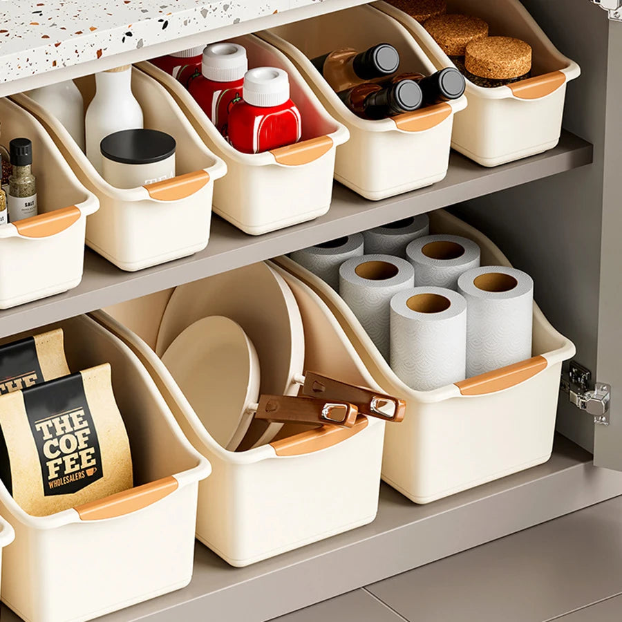 Plastic Under Sink Organizer with Wheels, Bottle Organization Bins Kitchen Cabinet Organizers Plastic Organizer Basket for Under - Image 2