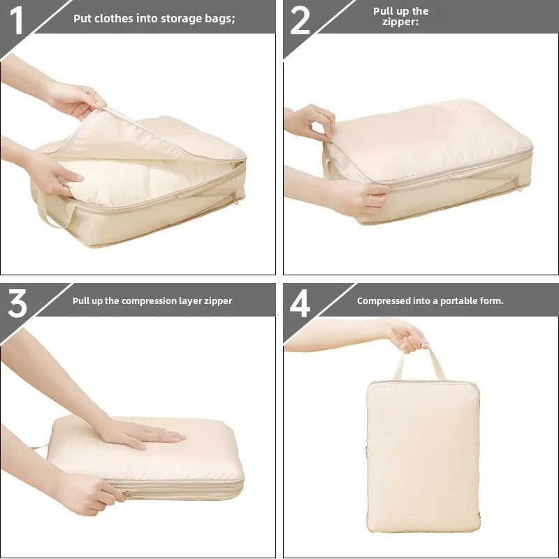 4Pcs/Set Travel Compression Packing Cubes Bag Portable Suitcase Clothes Organizers Waterproof Luggage Storage Cases Drawer Bags - Image 4
