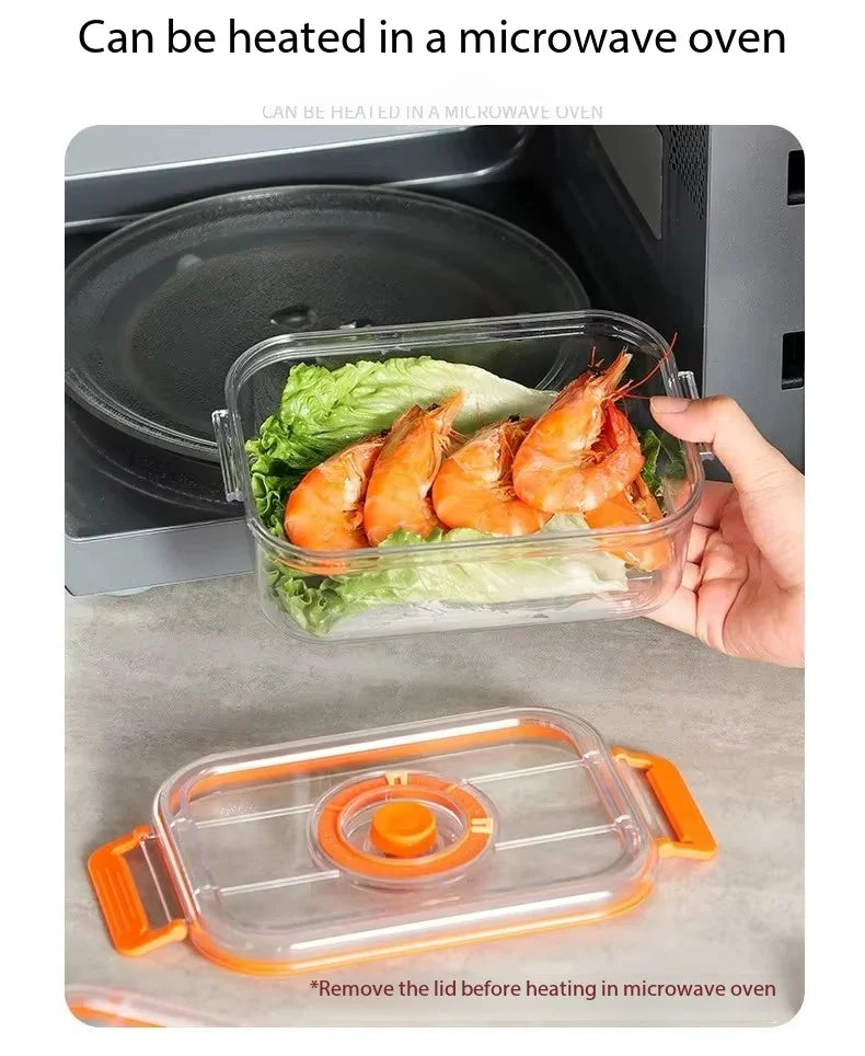 Vacuum Fresh-keeping Box Refrigerator Sealed Canister Microwavable Transparent Food Storage Container Kitchen Organizer Bento - Image 3