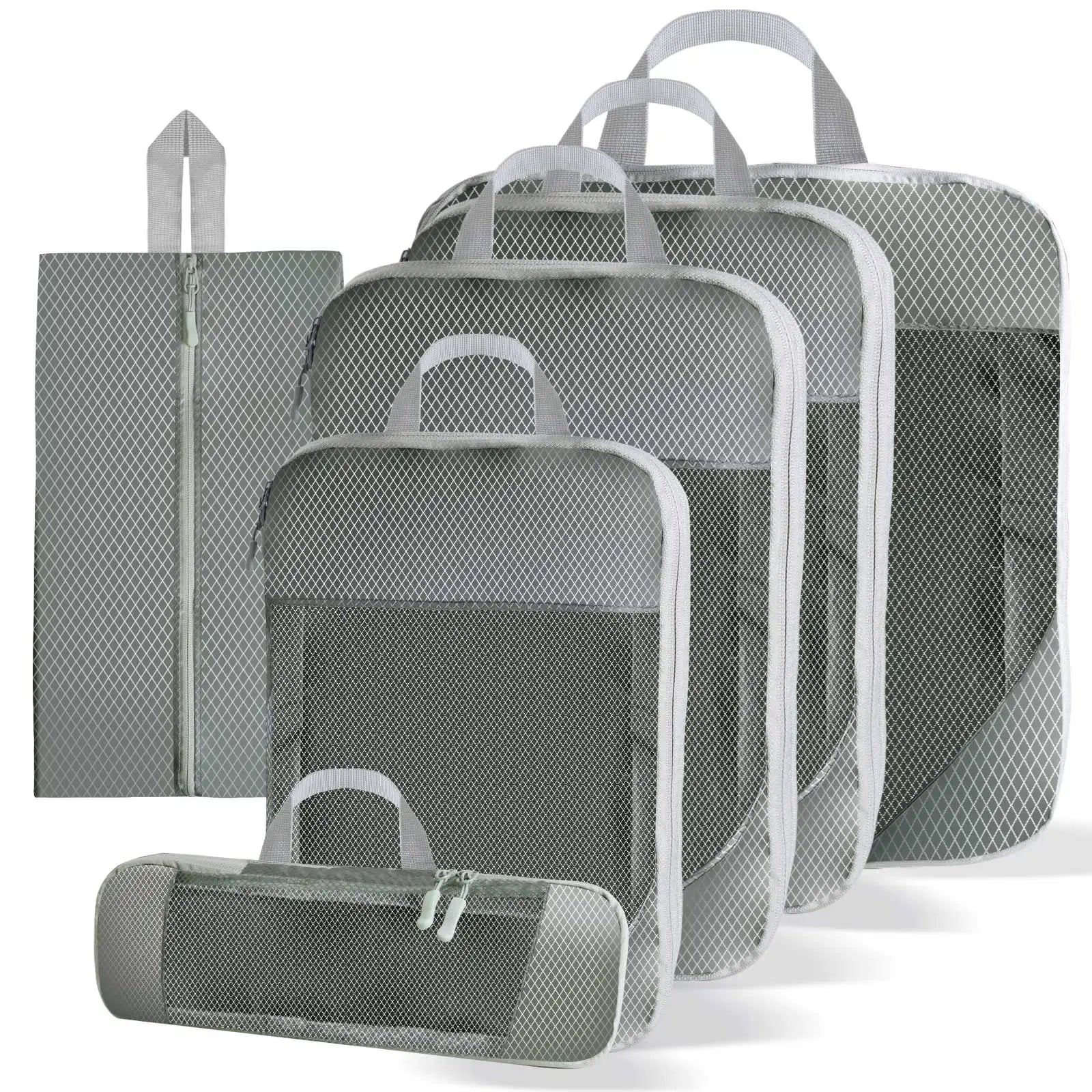 5 Set/6 Set Compressible Packing Cubes Travel Storage Bag Portable Large Capacity Waterproof Suitcase Handbag Luggage Organizer - Image 7