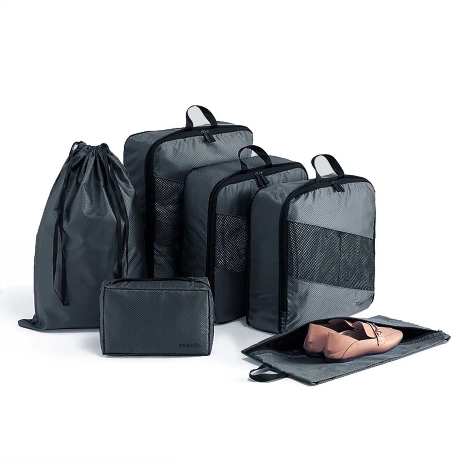 5 Set/6 Set Compressible Packing Cubes Travel Storage Bag Portable Large Capacity Waterproof Suitcase Handbag Luggage Organizer - Image 12