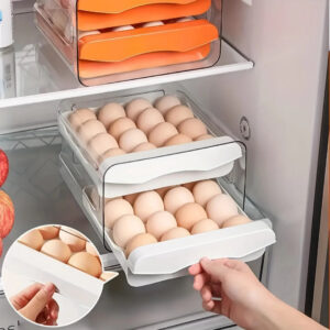1/2pc Egg Storage Box Drawer-Type Refrigerator Egg Holder Double Layer Eggs Holder With Handle Home Kitchen Organizer Rack