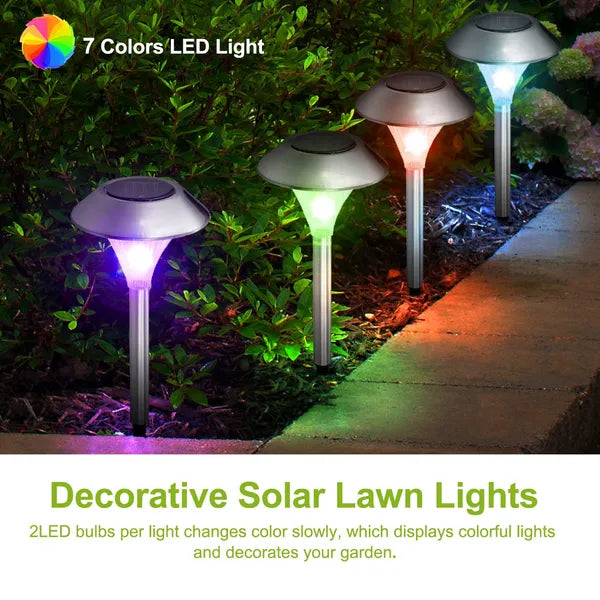 4Packs Solar Garden Lights Outdoor IP44 Waterproof Solar Pathway Lights Color Changing Landscape Lamps - Image 5