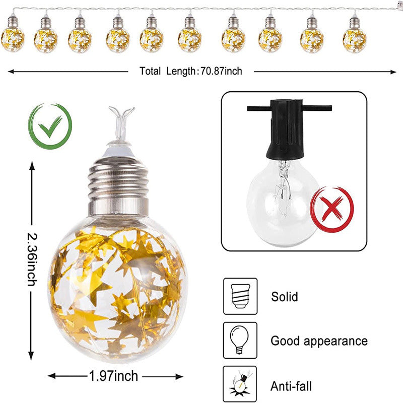 Letter Snowflake 10 LED Globe String Lights, 6.5FT Battery Operated Fairy Lights, Warm White 3000K Christmas Decor Lights - Image 2