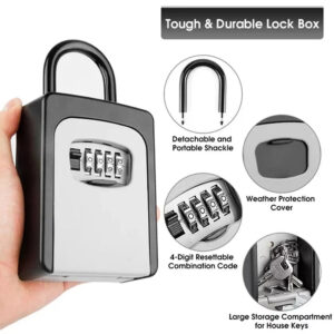 Wall-Mounted Key Lock Box (12-Button Code)