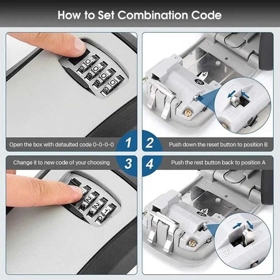 Wall-Mounted Key Lock Box (12-Button Code)