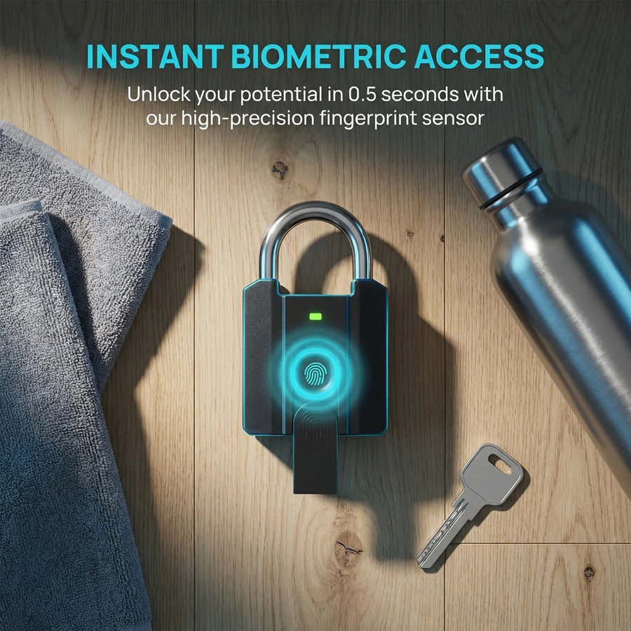 Smart Padlock - Code or Fingerprint + 2 Keys