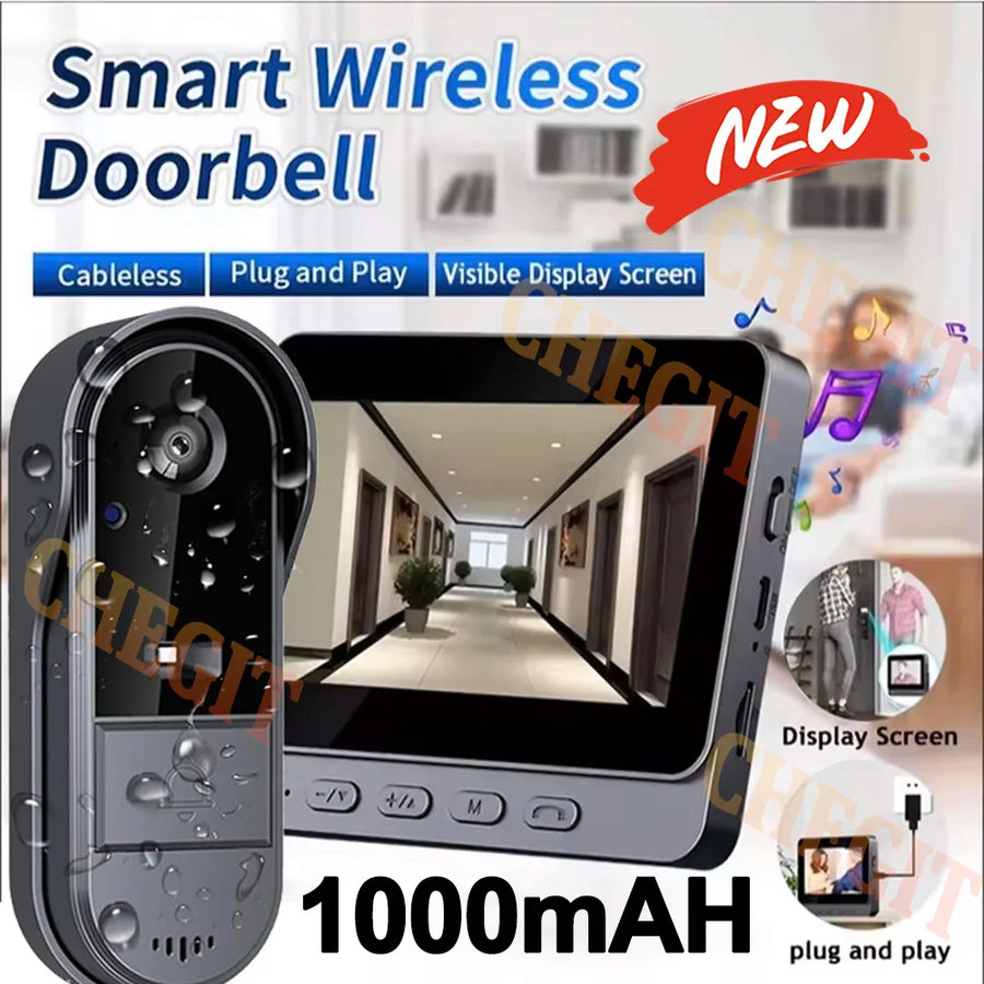 Wi-Fi Video Doorbell with 4.3 inch Indoor Screen