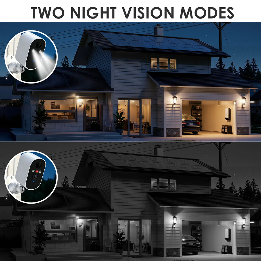 2-Pack 2K Solar Wi-Fi Outdoor Security Cameras